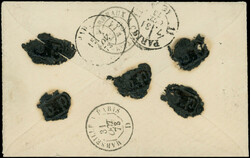 47f 30c. brun, PAIRE dont 1 ex. BOULE BLANCHE sous le cou, avec N°59 ...