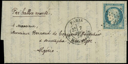N°37 obl. Etoile 9 s. LAC, càd R. Montaigne 7/12/70, arr. ALGER ...