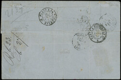 N°Q36 10c. bistre COUPE pour faire 5c. et 20c. bleu N°37, obl. GC ...