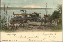 Congo Free State, picture postcard colourized with view of the ...