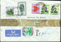 1957, Belgian Congo, airmail envelope, franked with (1x) 8fr Masks ...