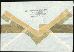 1957, Belgian Congo, airmail envelope, franked with (1x) 8fr Masks ...