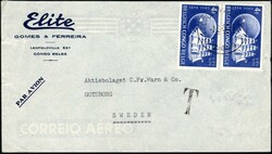 1950, Belgian Congo, airmail envelope, franked with (2x) 4fr UPU ...
