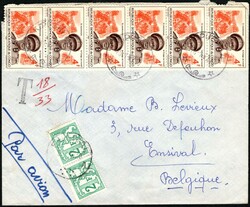 1967, Republic of Congo, airmail envelope, franked with (6x) 4fr, ...