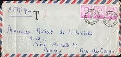 1967, Belgium, airmail envelope, franked with horizontal strip of 3 ...