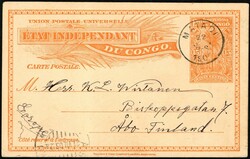 1905, Congo Free State, postal stationery Stibbe #15, at 15c, written ...