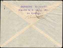 1918, Ruanda Urundi, registered envelope, franked with (horizontal ...