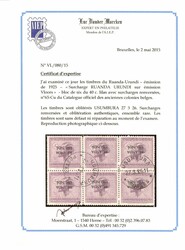 40c violet, Ruanda Urundi, Vloors issue in block of 6 with INVERTED ...
