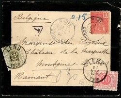 1906, Indochine, lettre de deuil, affranchie avec (1x) 10c rouge ...