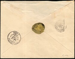 1899, Océanie, lettre recommandée affranchie avec (2x) 15c bleu et ...