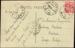 1920, Brazil, picture postcard (view of a train) franked at 100 reis, ...
