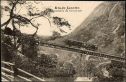 1920, Brazil, picture postcard (view of a train) franked at 100 reis, ...