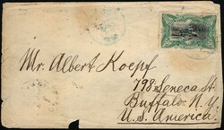 1896, Congo Free State, envelope, franked with (1x) 50c blue-green - ...