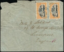 1896, Congo Free State, envelope, franked with (2x) 25c orange - Mols ...