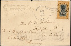 1907, Congo Free State to USA, picture postcard, franked with (1x) ...