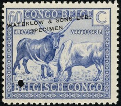 60c, Belgian Congo, Leys issue, publicity proof, in light blue, with ...