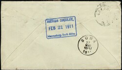 1911, Transvaal, envelope of the "AMERICAN CONSULAR SERVICE", franked ...