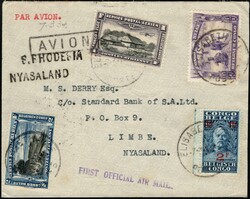 1934, Belgian Congo, first official air mail - Imperial Airways via ...
