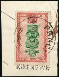 1953, Belgian Congo, fragment with (1x) 2,50fr - Masks issue, with ...