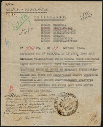 1943, Belgian Congo, piece of paper used as Telegram form ...