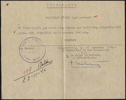 1946, Belgian Congo, piece of paper used as Telegram form ...