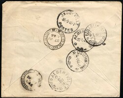 1946, Belgian Congo, envelope franked with horizontal strip of 5 ...