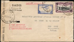 1943, Belgian Congo, airmail envelope, franked with (1x) 4,50fr - ...