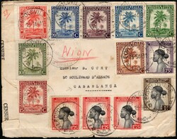 1944, Belgian Congo, airmail envelope, franked with (1x) 5c, 10c, 15c ...