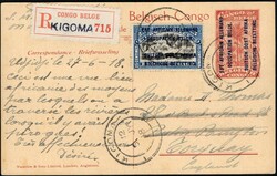 1918, Ruanda Urundi postal stationery Stibbe #12 view 30, overprinted ...