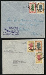 1952-1954, Ruanda Urundi, group of 2 airmail envelopes, the 1st, ...