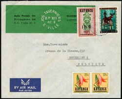 1960, Katanga, airmail envelope, franked with (1x) 3,50fr on 2,50fr - ...