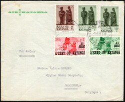 1961, Katanga, airmail envelope with commercial header "AIR KATANGA", ...