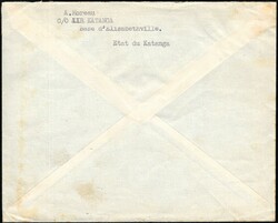 1961, Katanga, airmail envelope with commercial header "AIR KATANGA", ...