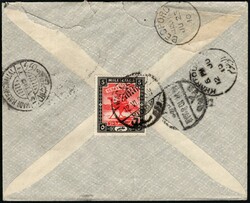 1910, Sudan, envelope franked on reverse with (1x) 5m scarlet and ...