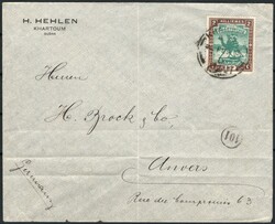 1912, Sudan, envelope franked with 2m green and brown - Camel postman ...