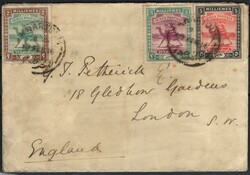 1914, Sudan, envelope franked with, (1x) 2m green and brown, (1x) 3m ...