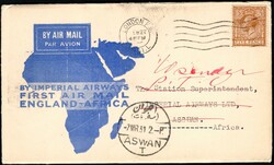 1931, Great Britain, Imperial Airways, First Flight England-Africa, ...