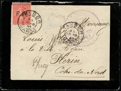 1907, Maroc Français, lettre de deuil, affranchie avec (1x) 10c rose ...