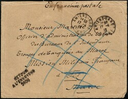 1912, France vers Maroc Français, lettre en franchise postale, ...