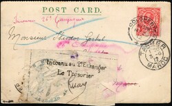 1912, Grande Bretagne vers Maroc Français, carte postale, affranchie ...