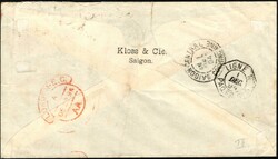 1894, Indo - Chine, enveloppe affranchie avec (1x) 10c noir sur lilas ...