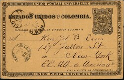 1888, Colombia, postal stationery Higgins & Gage #8, 2c black on ...