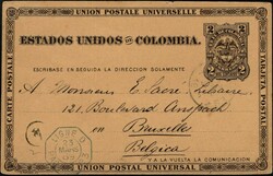 1889, Colombia, postal stationery Higgins &amp; Gage #8, 2c black on ...