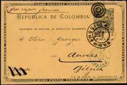 1894, Colombia, postal stationery Higgins &amp; Gage #14 response ...