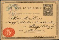 1904, Colombia, postal stationery Higgins &amp; Gage #15, 5c red on ...