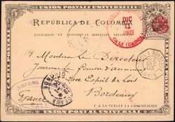 1903, Colombia, postal stationery Higgins &amp; Gage #18, 5c black on ...