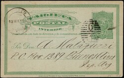 1894, Uruguay, postal stationery Higgins & Gage #32, 2c green on gray ...