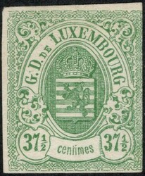 37 1/2 centimes vert "Armoiries", Luxembourg, Prifix N° 10, non ...