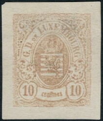 10 centimes beige "Armoiries", Luxembourg, essai Brück, sur papier ...