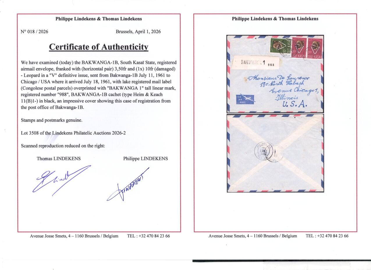 Image 2 for lot number 3508 for Lindekens Philatelic Auctions - 6th Auction